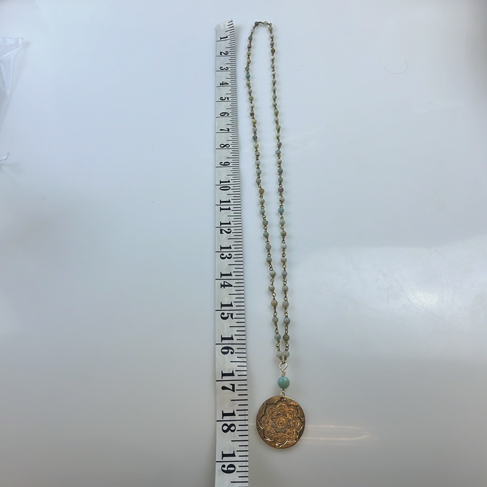 Beautiful Mandala Disc Pendant Long Statement Necklace HR13-18 - Picture 2 of 6